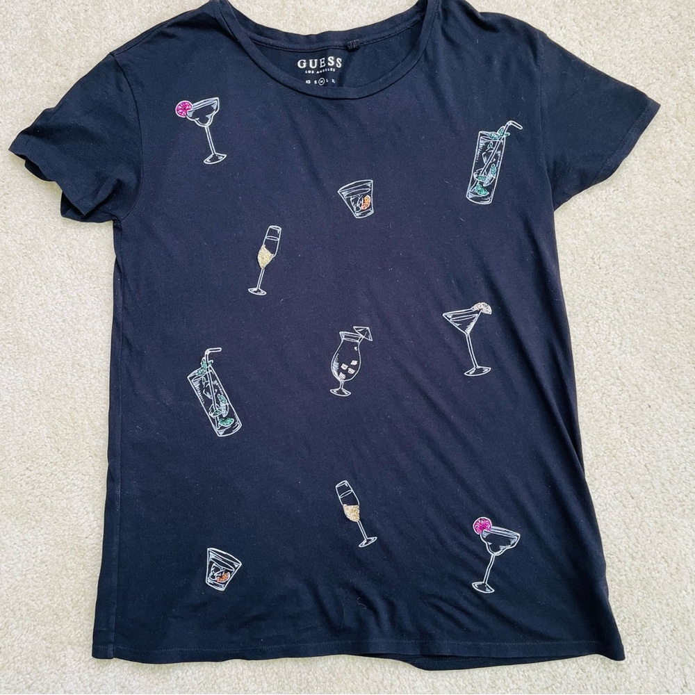 Guess Cocktails Beaded Tee Shirt